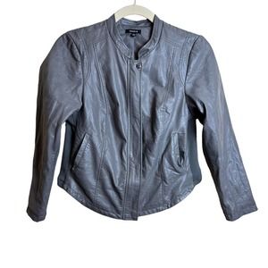 Torrid Women’s Gray Tan Blazer Moto Jacket Faux Leather Ribbed Panel Women’s 2X